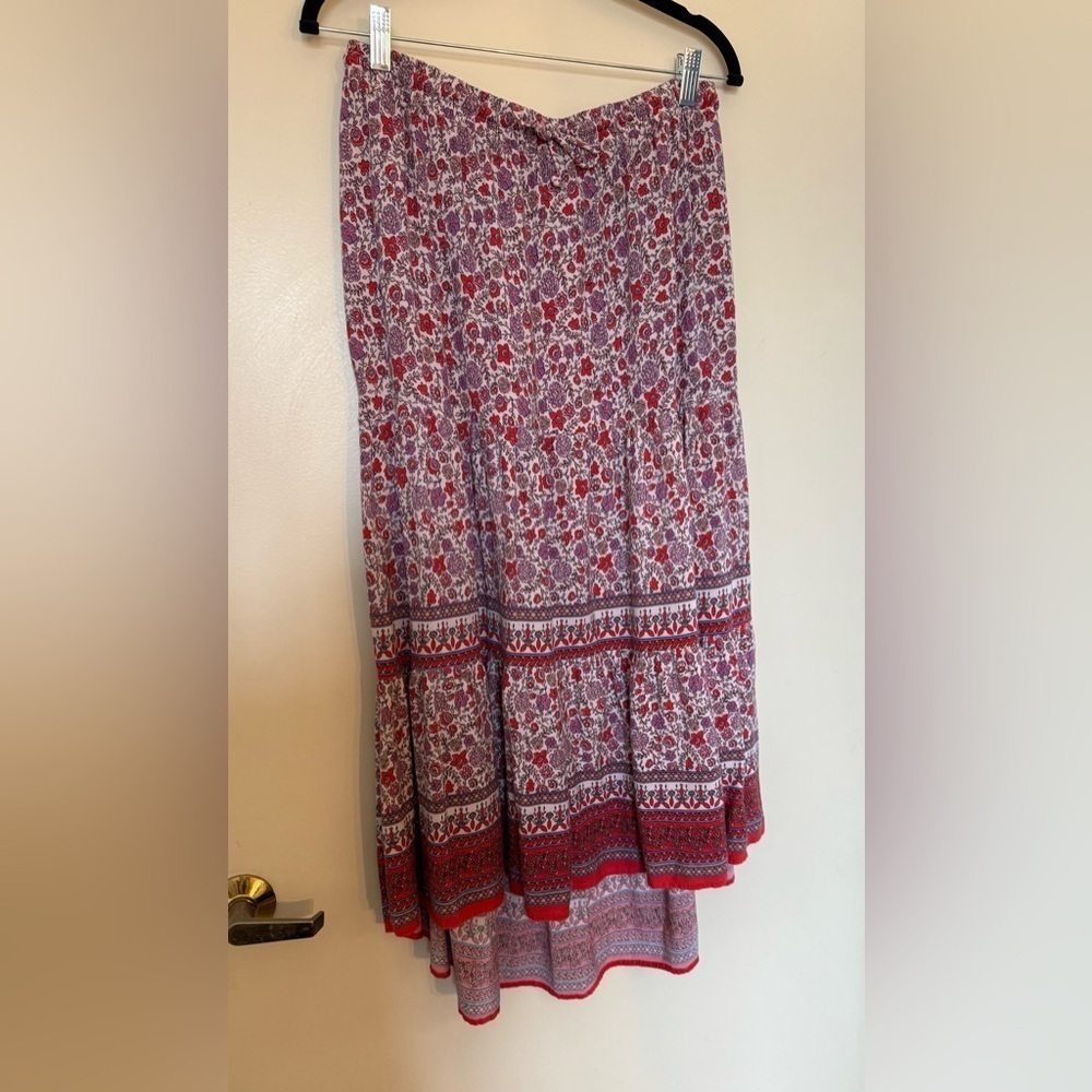 Knox Rose Floral Print High Low Elastic Waist Skirt in Size Medium